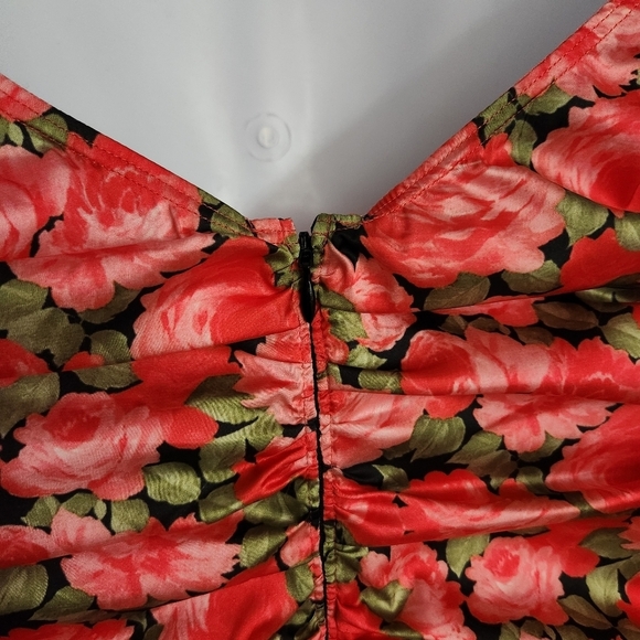 For Love And Lemons Floral Ruched Mini Dress Womens Size Small - Picture 9 of 14